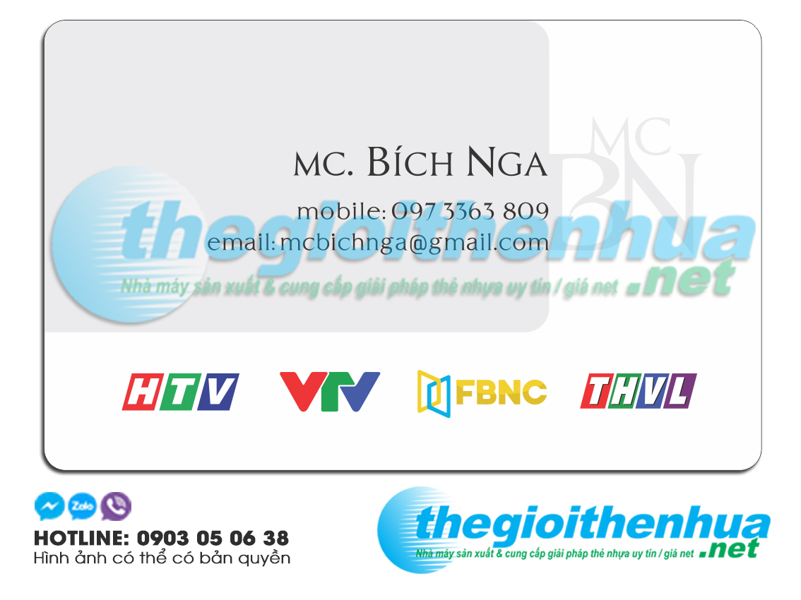 Mẫu In name card nhựa cho MC Bích Nga