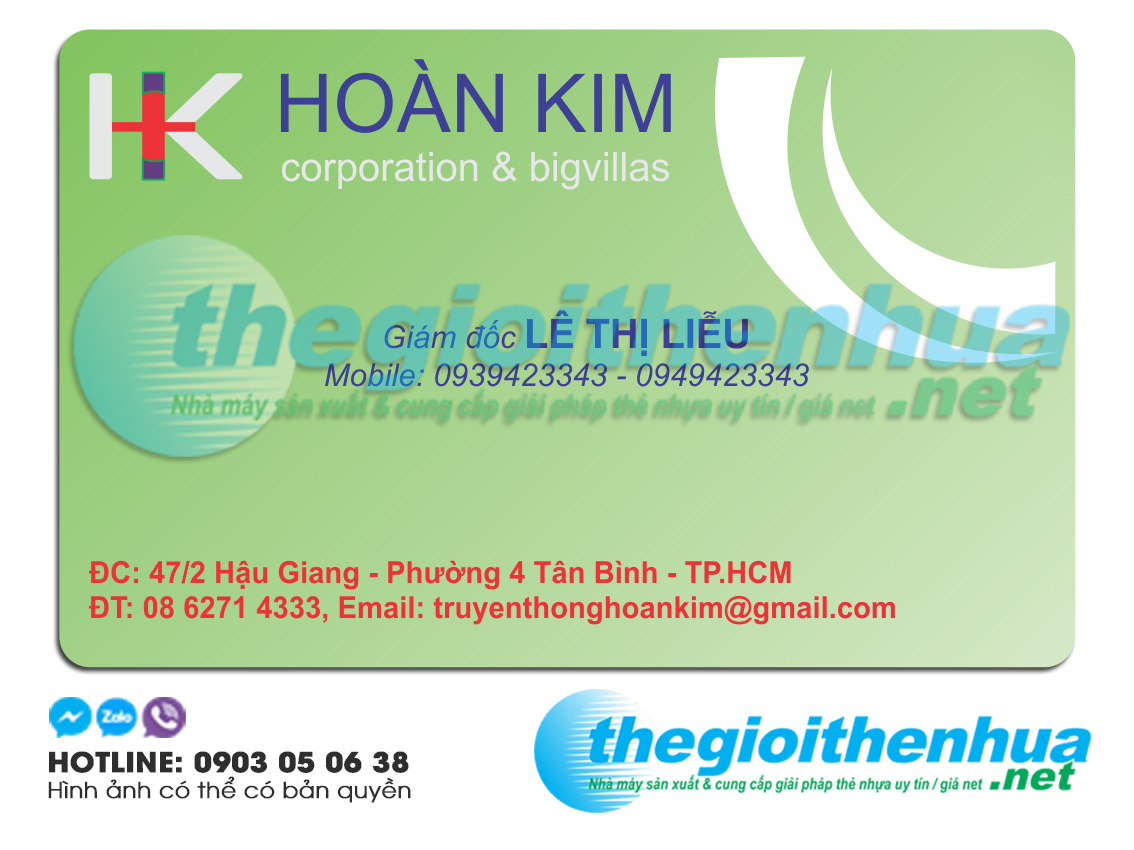 In name card nhựa PVC cho công ty Hoàn Kim 