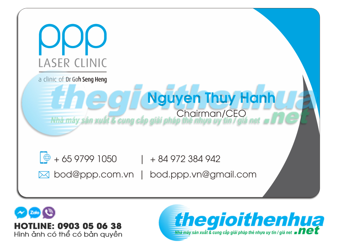 In name card trong suốt cho PPP Laser Clinic