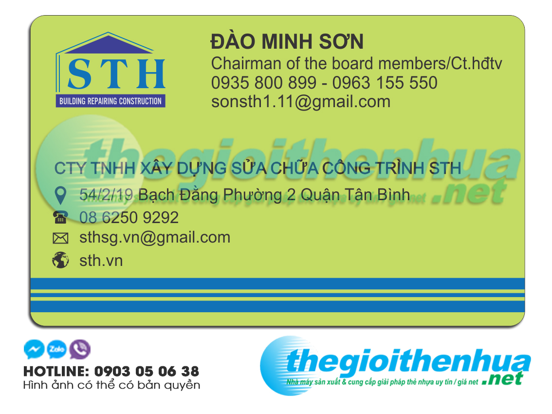 In name card cho công ty xây dựng STH