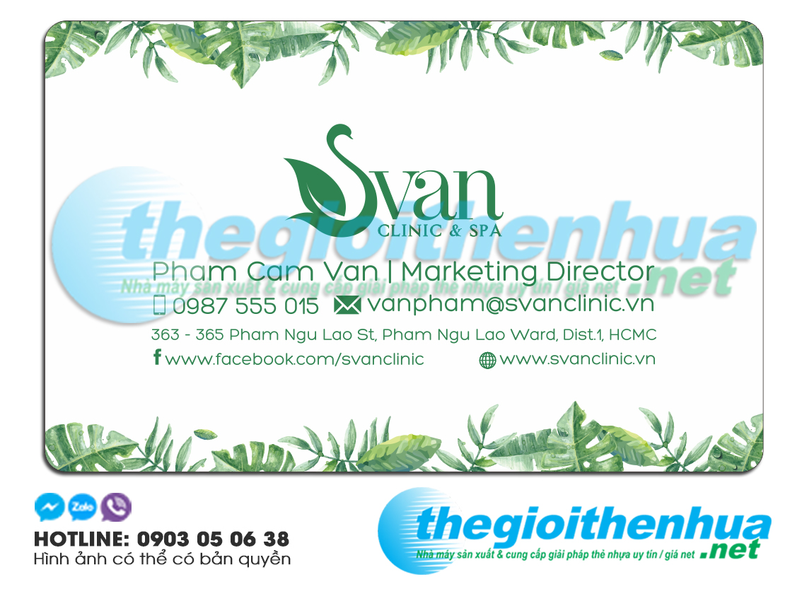 In name card trong suốt cho Svan Clinic & Spa