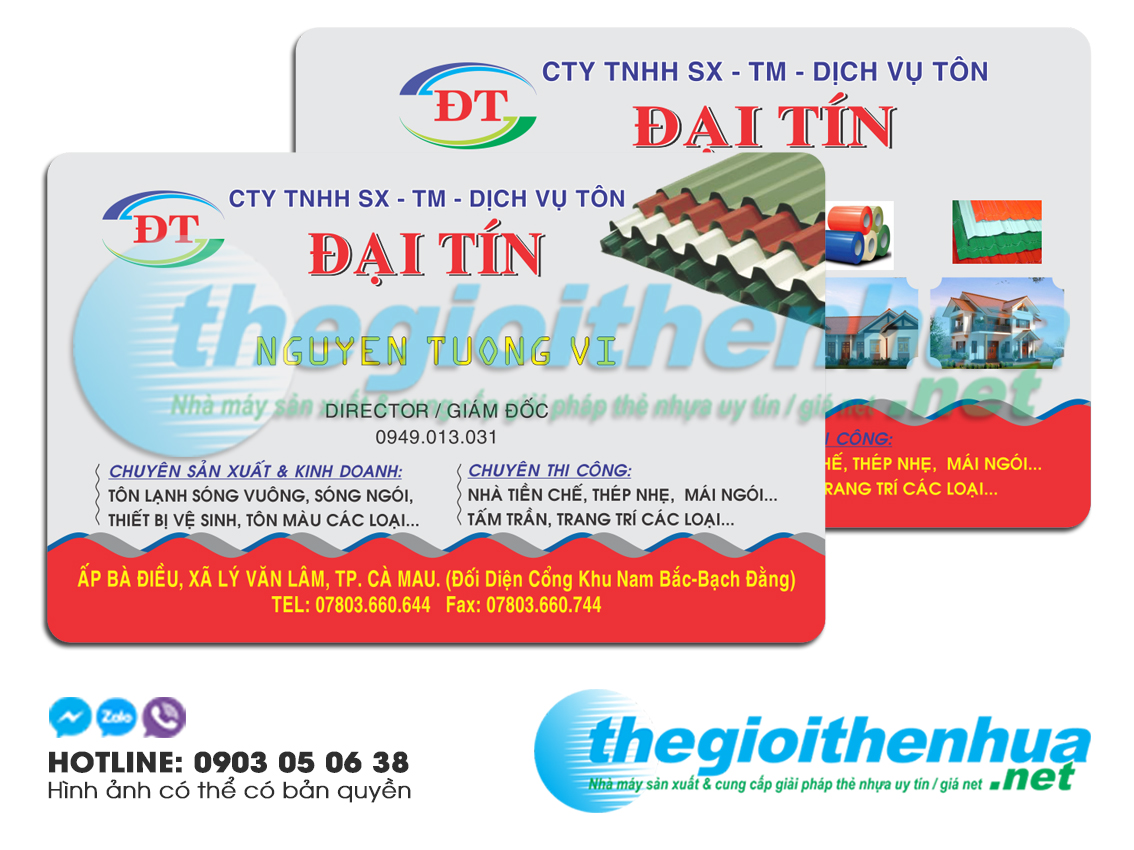 In name card nhựa cho công ty Tôn Đại Tín