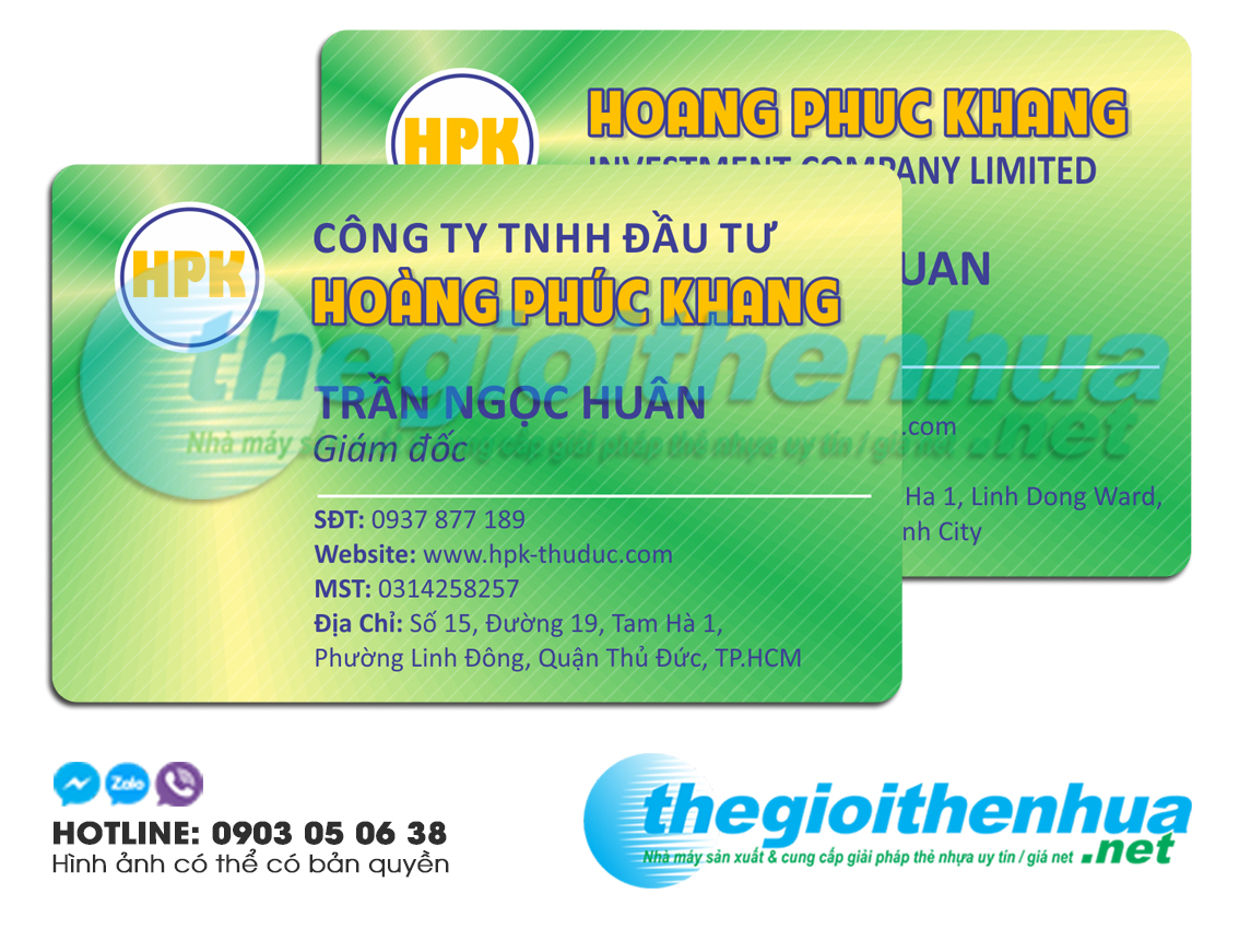 In name card nhựa cho công ty Hoàng Phúc Khang