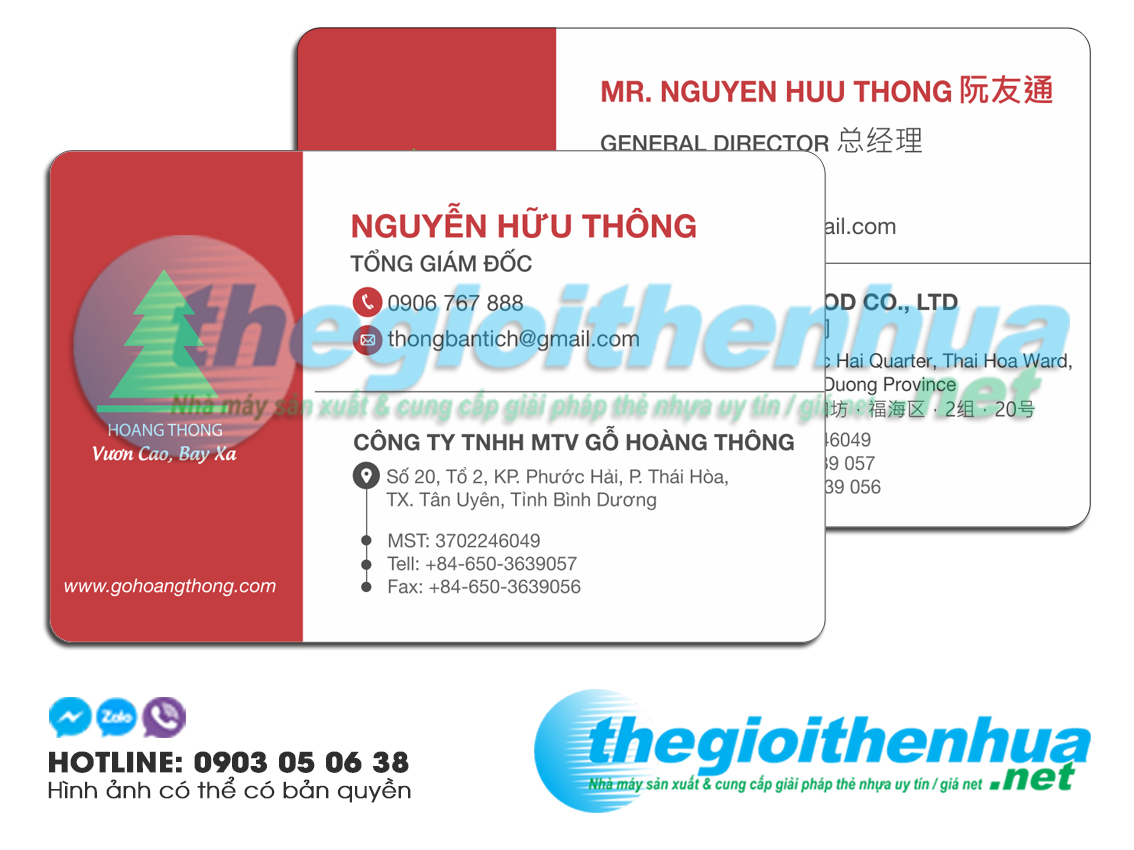 In name card nhựa cho công ty Gỗ Hoàng Thông