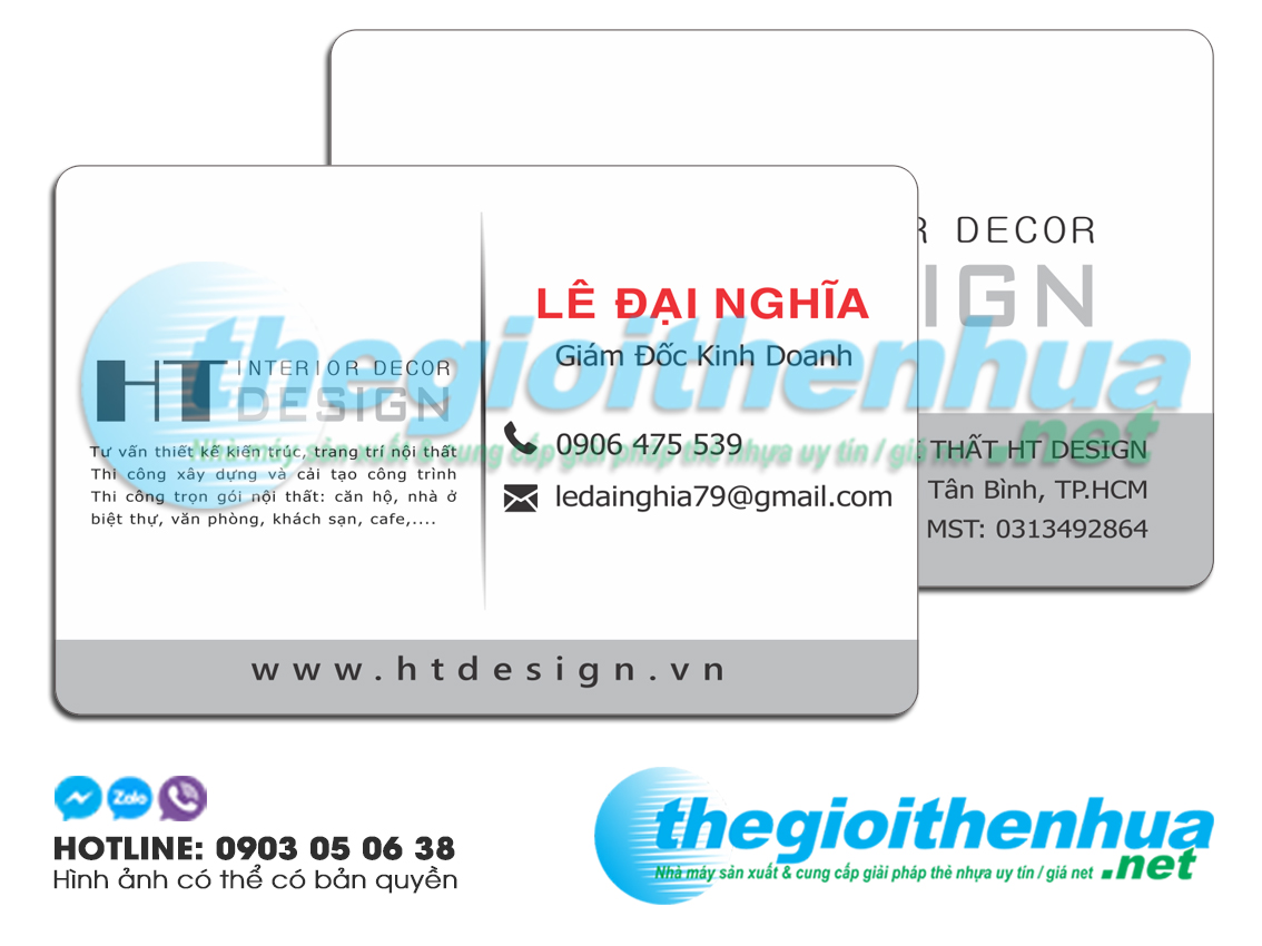 In name card nhựa cho công ty HT Design 