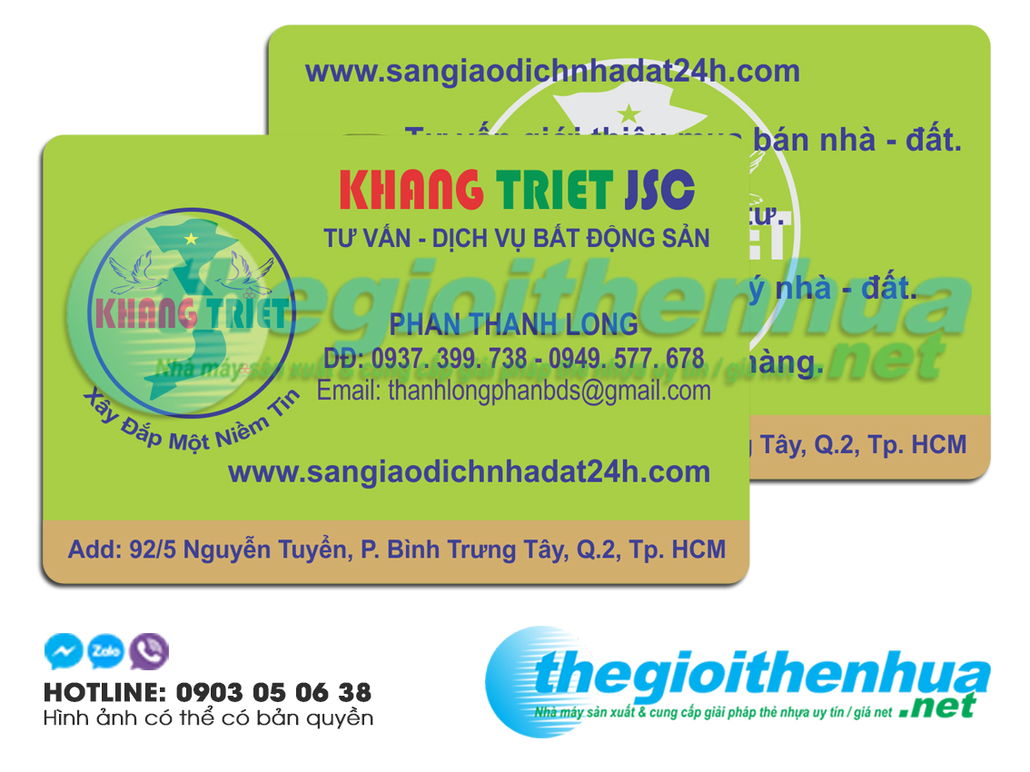 In name card nhựa cho công ty Khang Triet JSC