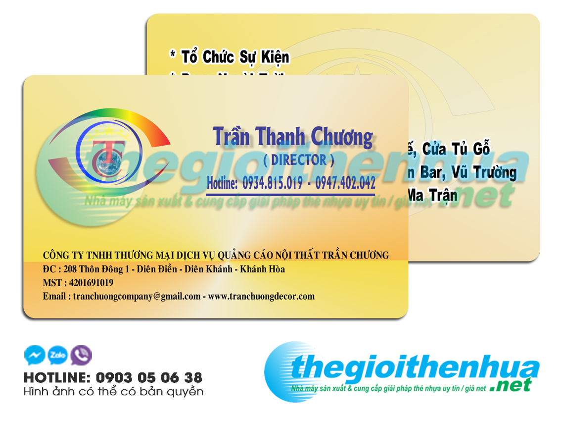 In name card nhựa cho công ty Nội Thất Trần Chương