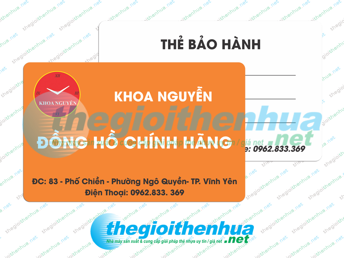 In thẻ bảo hành cho Khoa Nguyễn