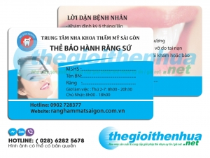 In thẻ bảo hành răng sứ trung tâm nha khoa thẩm mỹ SG